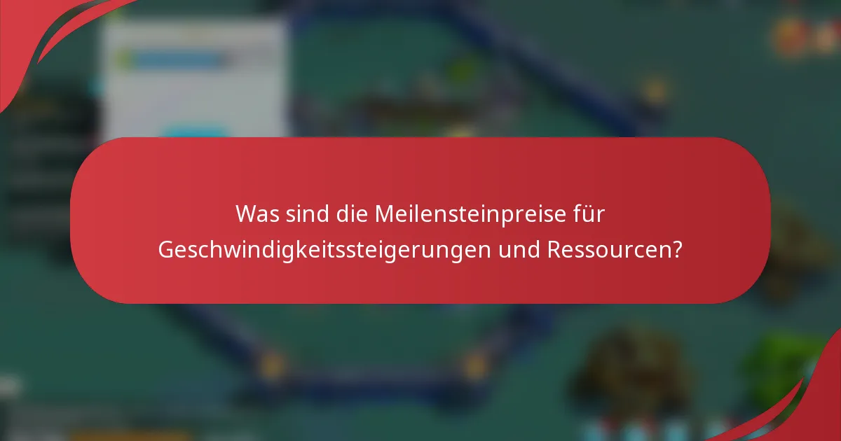 Was sind die Meilensteinpreise für Geschwindigkeitssteigerungen und Ressourcen?