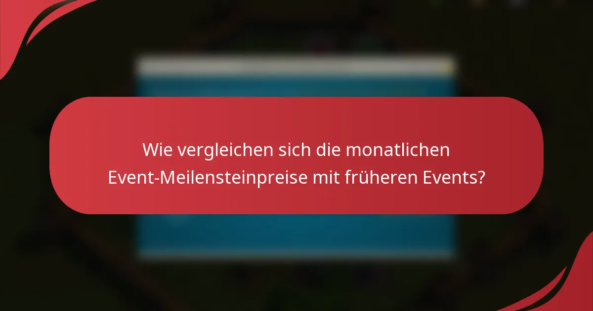 Wie vergleichen sich die monatlichen Event-Meilensteinpreise mit früheren Events?
