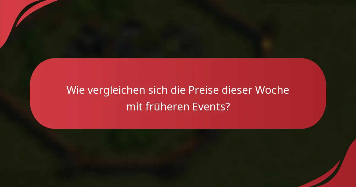Wie vergleichen sich die Preise dieser Woche mit früheren Events?